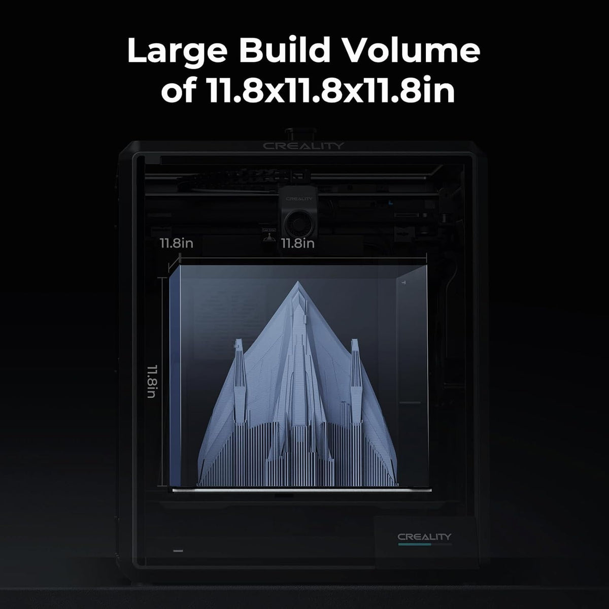 Creality K1 Max 3D Printer with 600mm/s High-Speed Fused Deposition Modeling 3D Printing Smart AI Function 300°C High-Temperature Nozzle Direct Extruder Auto Leveling Printing Size 11.81x11.81x11.81