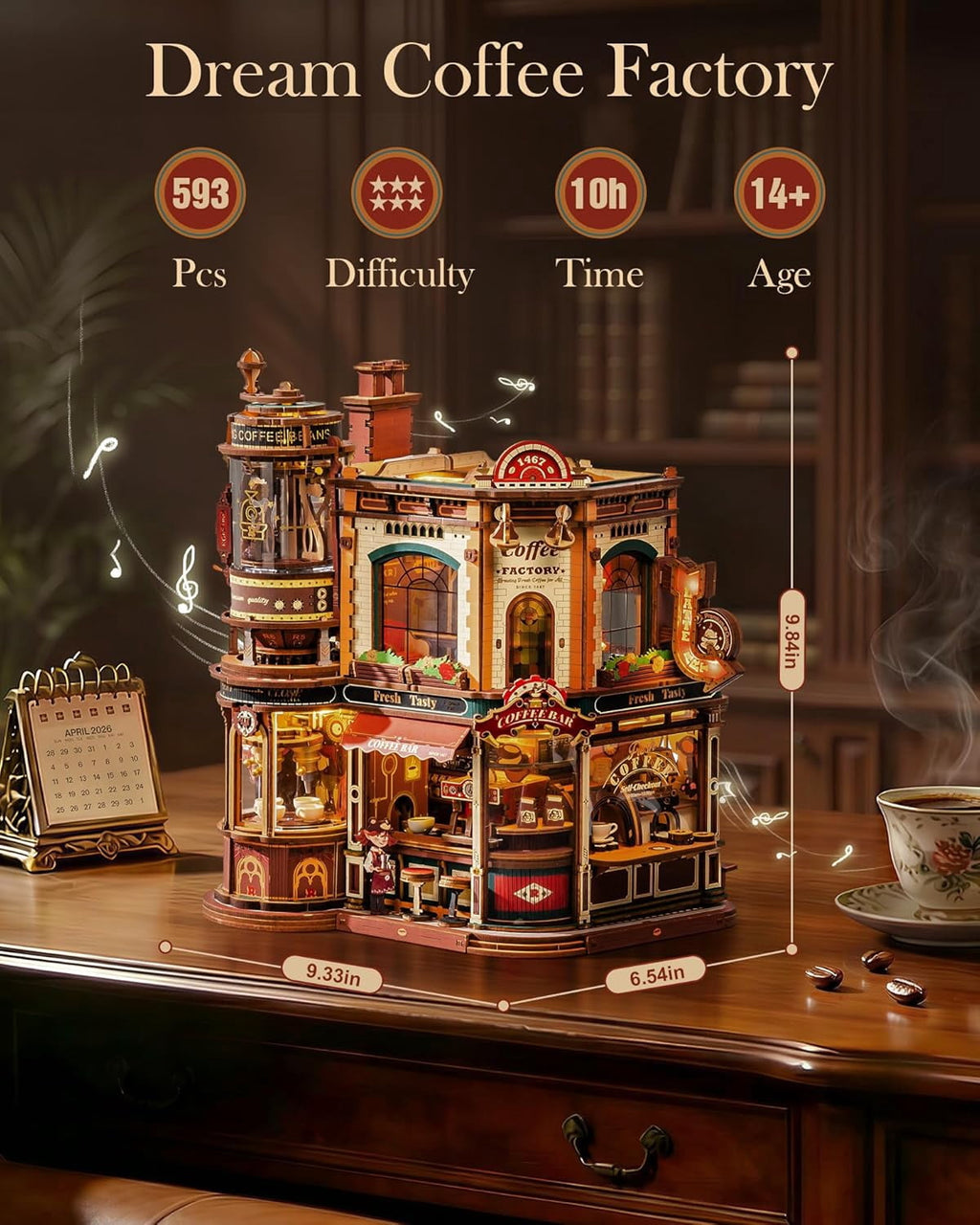 Robotime Dream Gift Factory 3D Puzzles Wooden Music Box, Diy Craft Kit for Adults & Teens 14+
