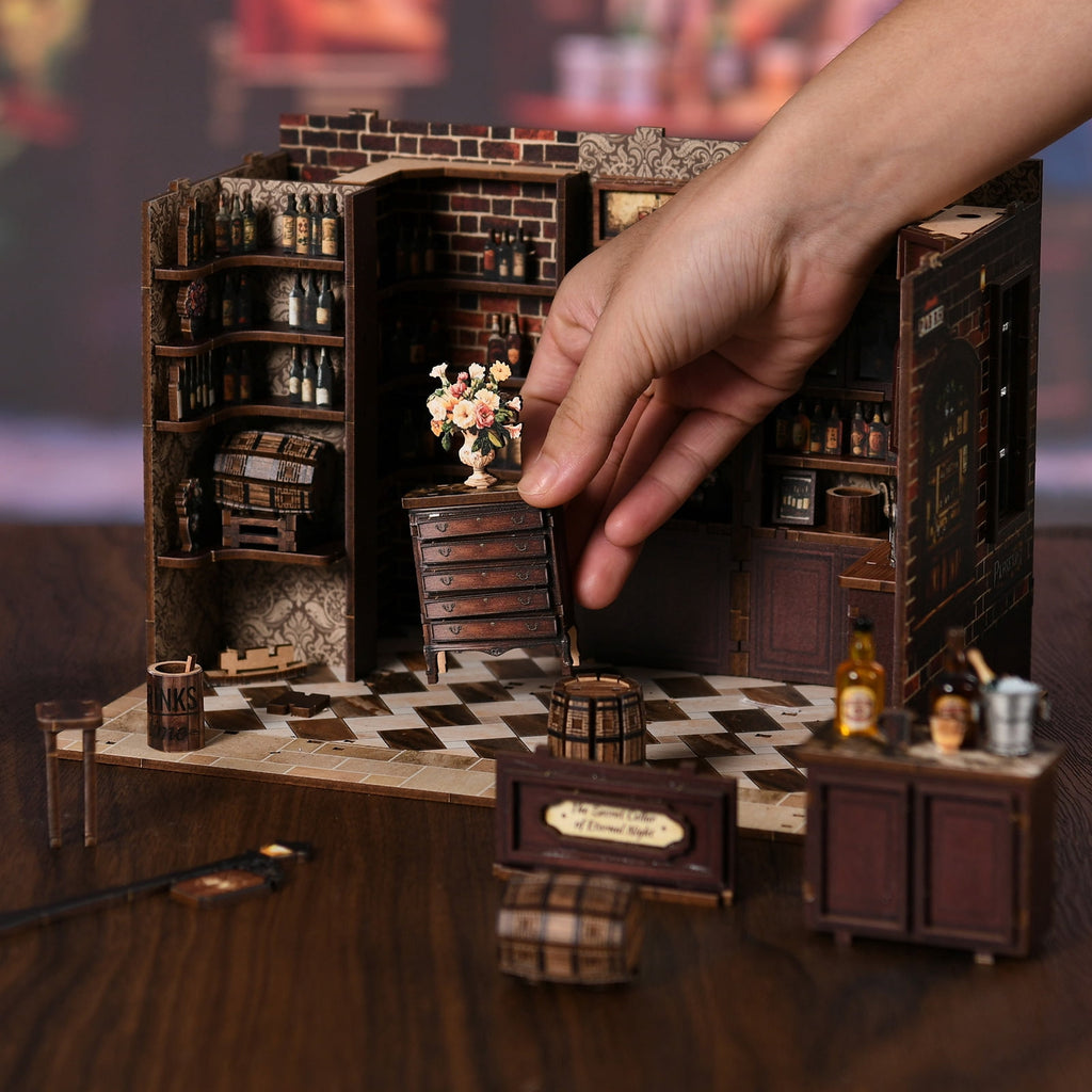 DIY Book Nook Kit, Corner Tavern 3D Wooden Puzzle, Miniature House for Bookshelf Decor,DIY Craft for Adults & Teens (14+),Gift for Family & Friends