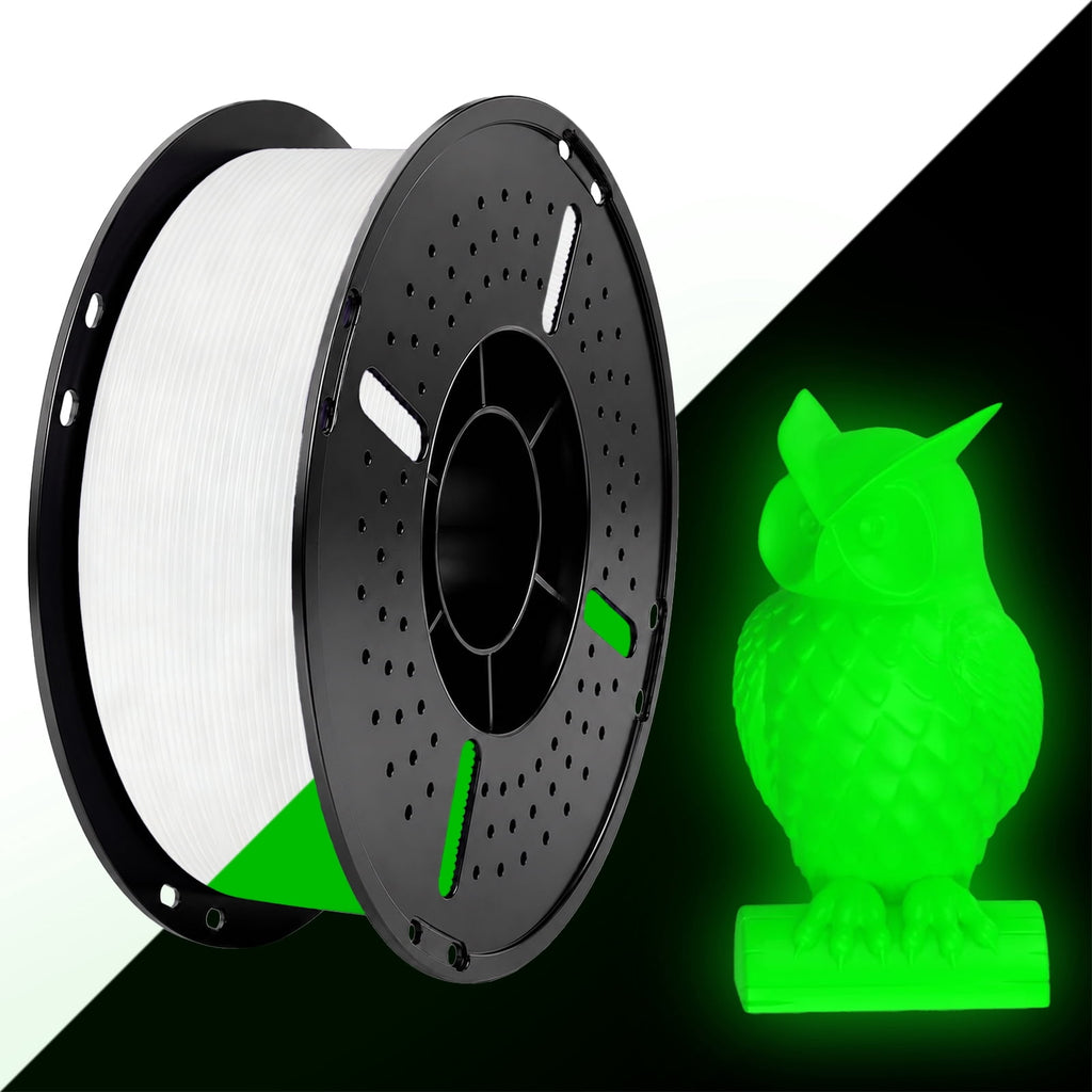 Luminous Glow-in-the-Dark 3D Printer PLA Filament 1 kg (2.2lb) Spools, Green Color