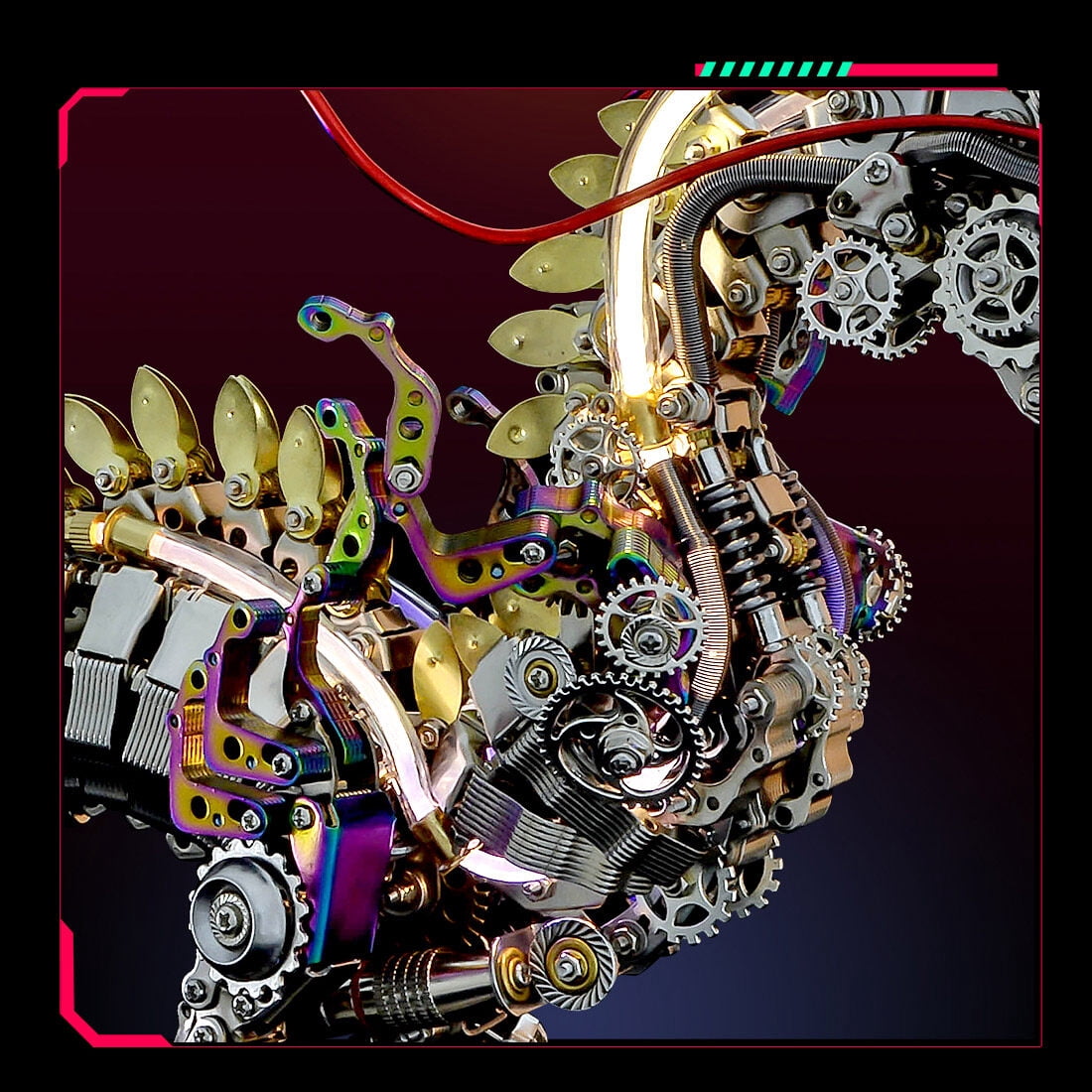 Lantern Fish 3D Metal Puzzle DIY Steampunk Assembly Kit, 700+PCS Mechanical Model with Movable Fins, Color-Changing Lamp & Collectible Gift for Adults & Teens