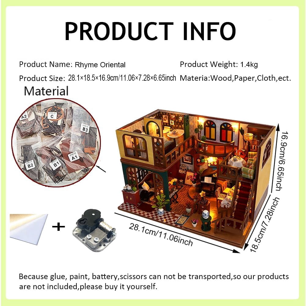 DIY Miniature House Kit, Mini Dollhouse Architectural Model, 3D Puzzles for Adults and Teens, Gifts for Friend and Parents