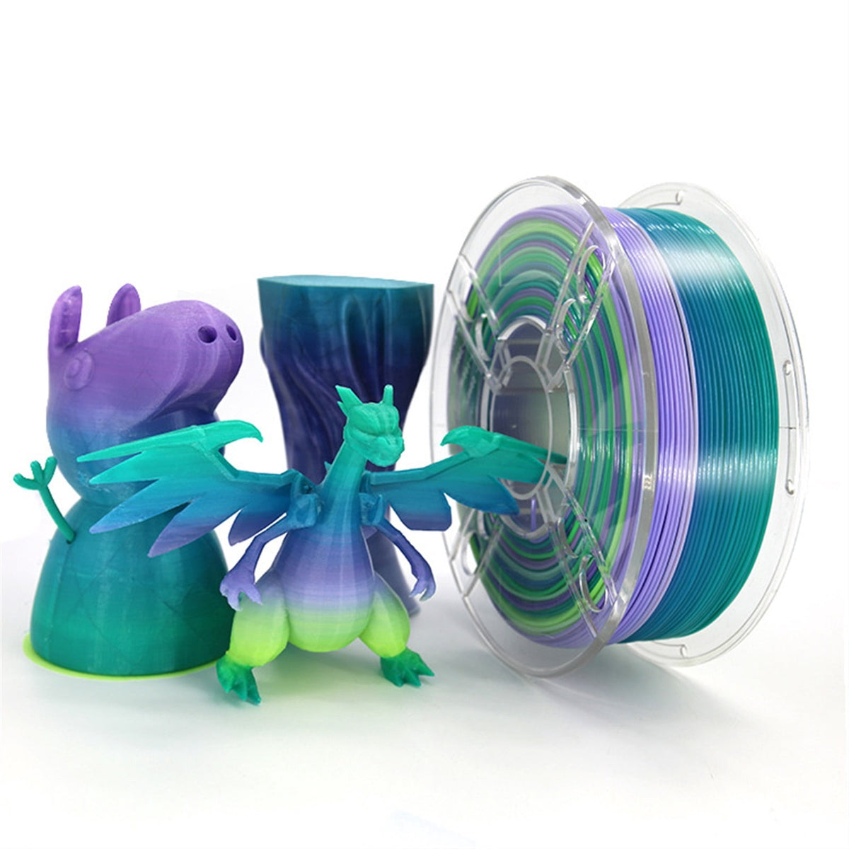 3D Printer Filament Silk Multicolor TPU 1.75mm Filament Gradient Color Change 1kg Spool for 3D Printing
