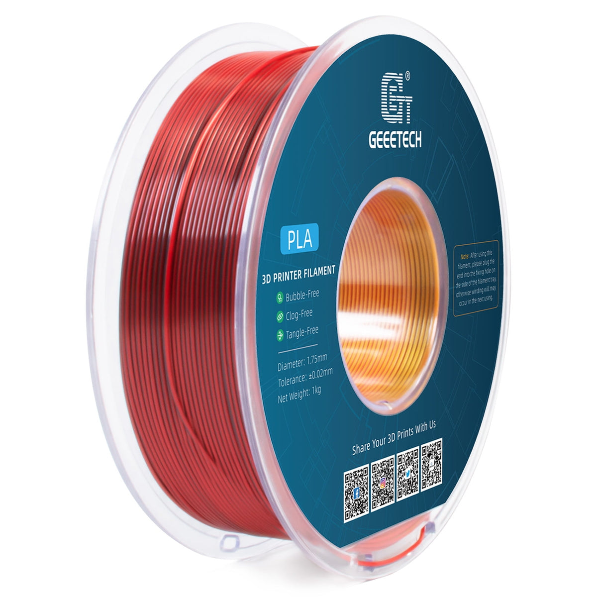 Geeetech Anti-silk type 3D Printer PLA Filament 1kg Toughness Enhanced Filament with 1.75mm Dimensional Accuracy +/-0.03mm, 1080 Feet per Roll, Vacuum Packaging Three-color blue, purple and black