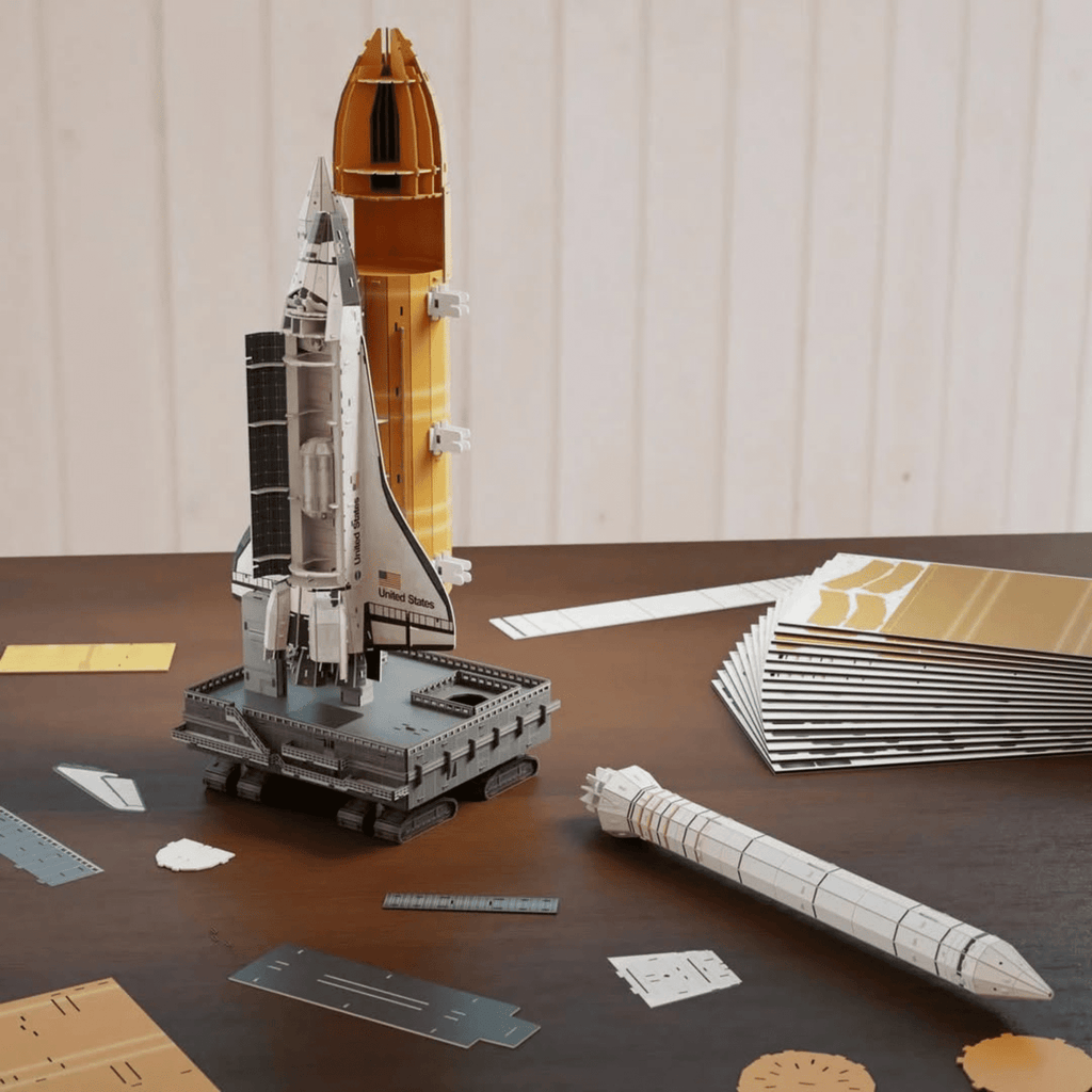 4D Build NASA Space Shuttle 3D Model Kit with LED Lights, 346-Piece Foam Puzzle, No Glue Required