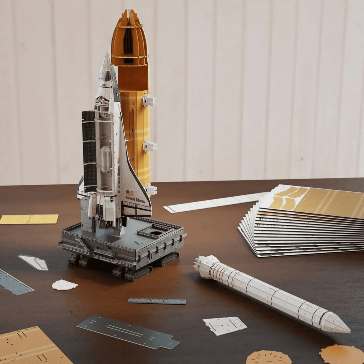 4D Build NASA Space Shuttle 3D Model Kit with LED Lights, 346-Piece Foam Puzzle, No Glue Required