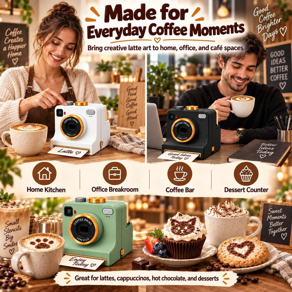 Coffee Printer Machine, 3D Latte Art Coffee Printer , Edible Ink Pre‑Set Pattern Printer for Coffee Foam, Gift for Coffee Enthusiasts