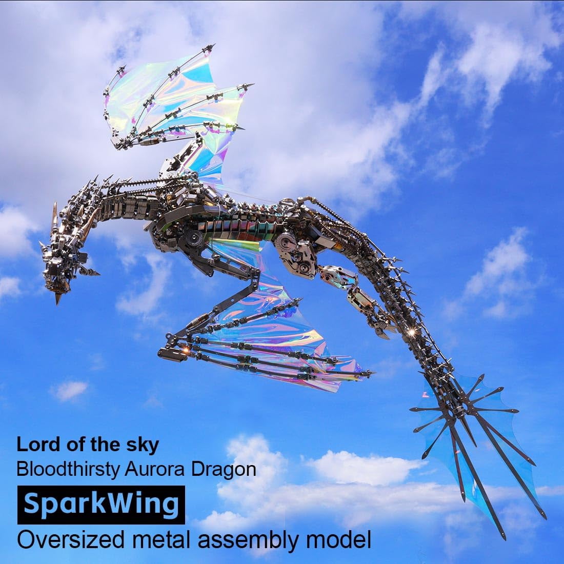 3D Metal Puzzle Bloodthirsty Aurora Dragon 3000+ PCS, Steampunk Mechanical Model Kit With DIY Assembly, Home Display Desk Decor For Adult Collectors And Creative Gifts