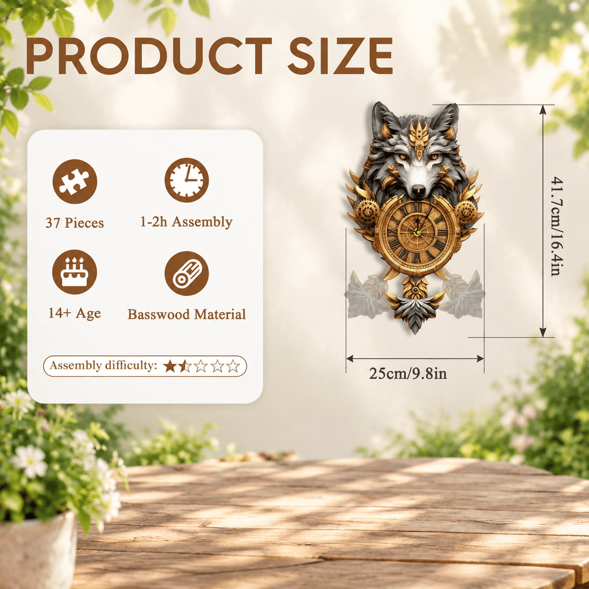 Butterfly Clock 3D Wooden Puzzle Clock DIY Mechanical Craft Kit for Adults Teens