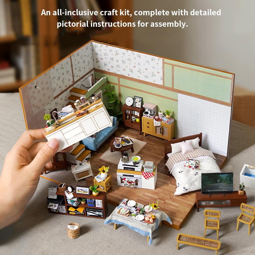 DIY Miniature House Kit, Mini Dollhouse Architectural Model, 3D Puzzles for Adults and Teens, Gifts for Friend and Parents