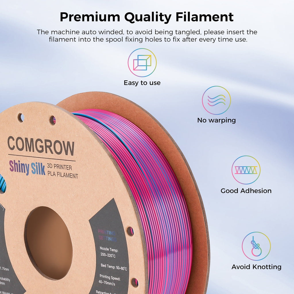 Sovol Silk PLA Filament with Blue Glitter 1kg 1.75mm, Color Changeable 3D Printer Filament 2.2lbs, Chameleon Shiny PLA Material +/-0.03mm, Shimmering 3D Printing Filament, Galaxy Blue