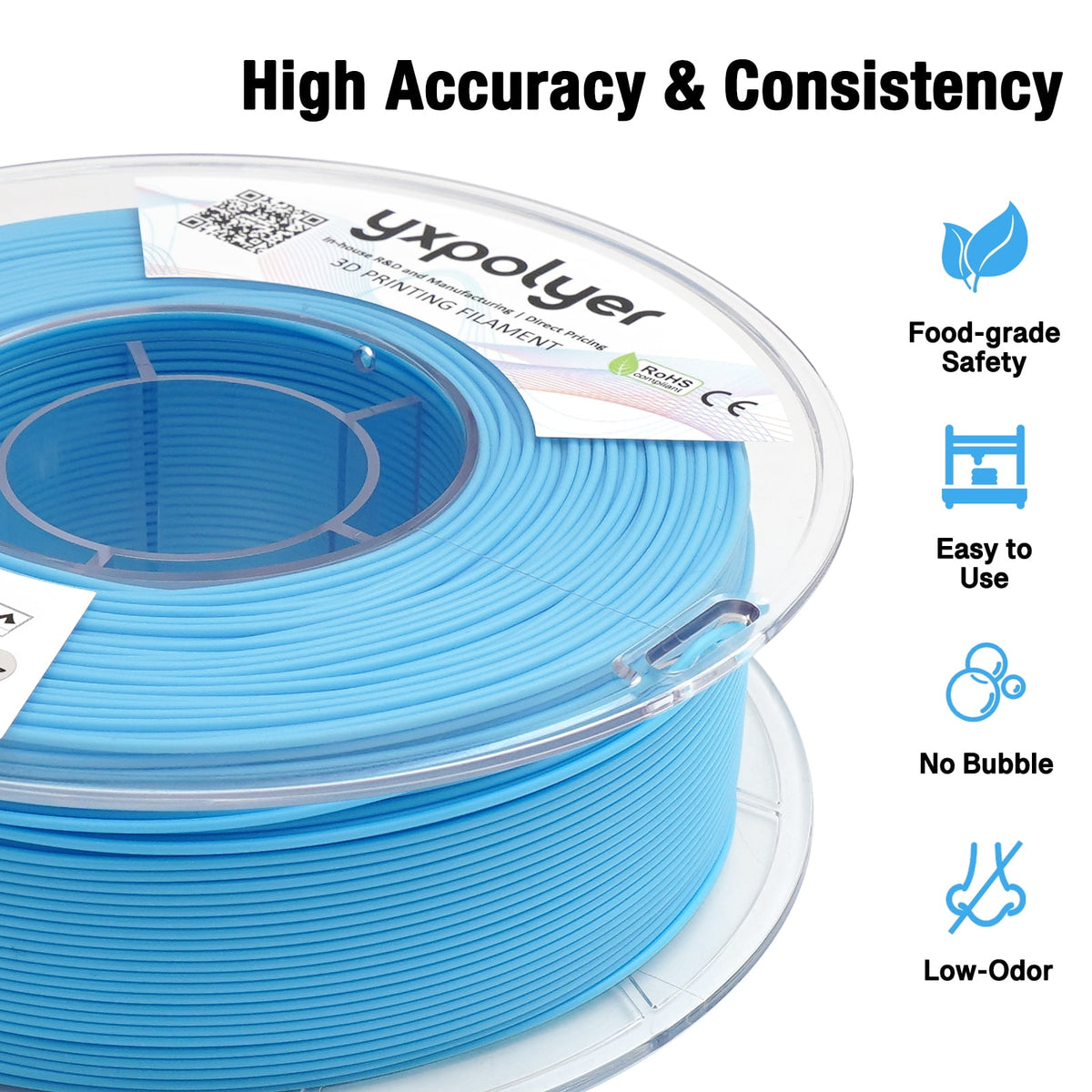 YXPOLYER PLA Filament Food Grade 1.75mm 1kg for 3D Printing, PLA+ Skin Flesh Tone 3D Printer Filament AMS-Compatible