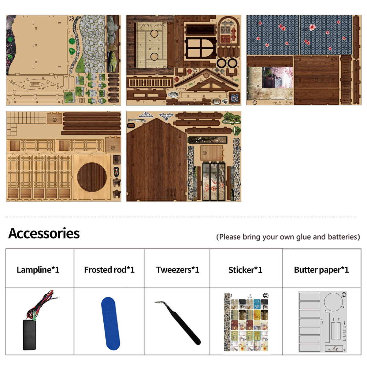 Strucwood DIY Book Nook Kit Japan Lantern Harmony Garden Wooden Puzzles with LED Dust Cover,3D Crafts Hobbies Gifts for Adults（AM01-005）