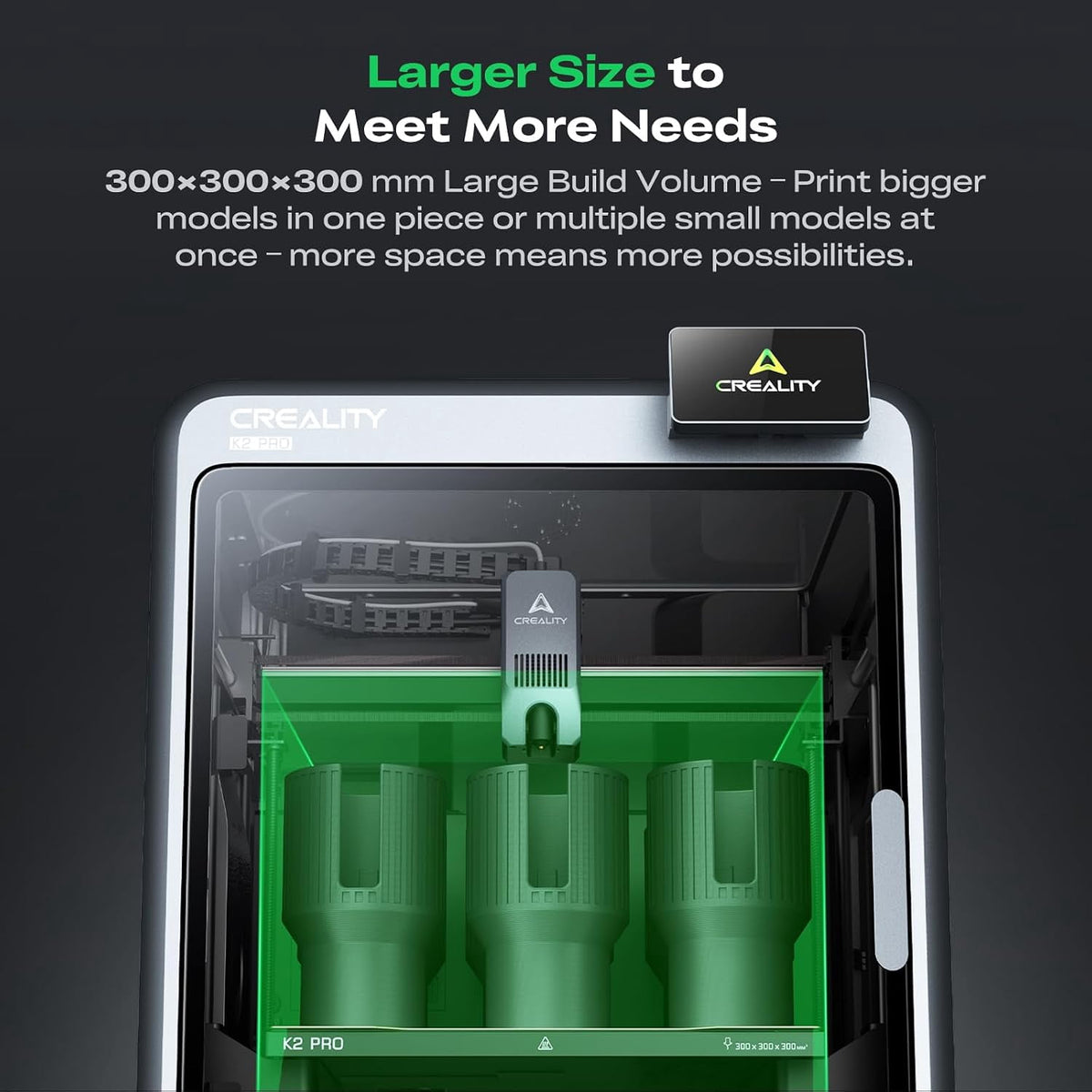 Creality K1 Max 3D Printer with 600mm/s High-Speed Fused Deposition Modeling 3D Printing Smart AI Function 300°C High-Temperature Nozzle Direct Extruder Auto Leveling Printing Size 11.81x11.81x11.81