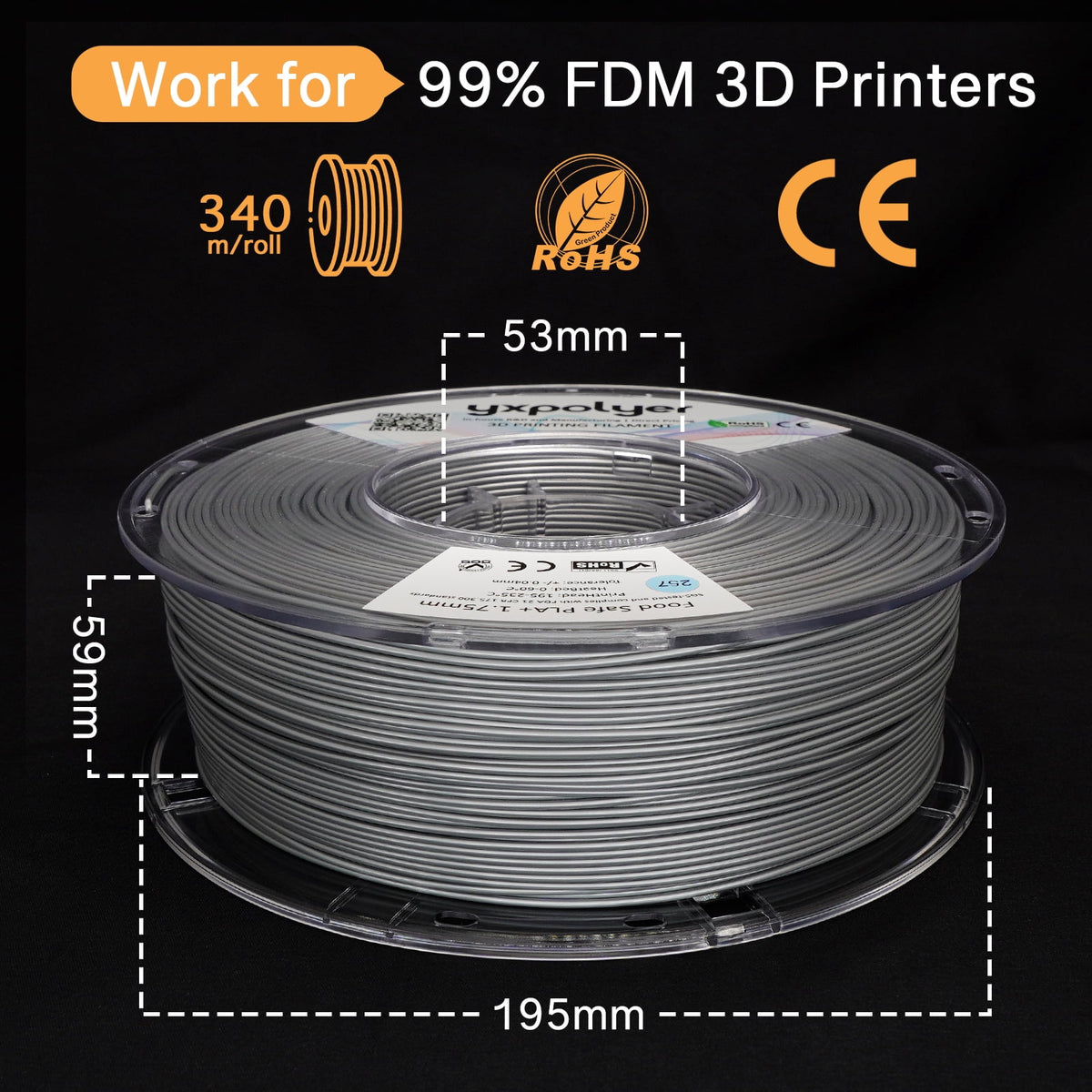 YXPOLYER PLA Filament Food Grade 1.75mm 1kg for 3D Printing, PLA+ Skin Flesh Tone 3D Printer Filament AMS-Compatible
