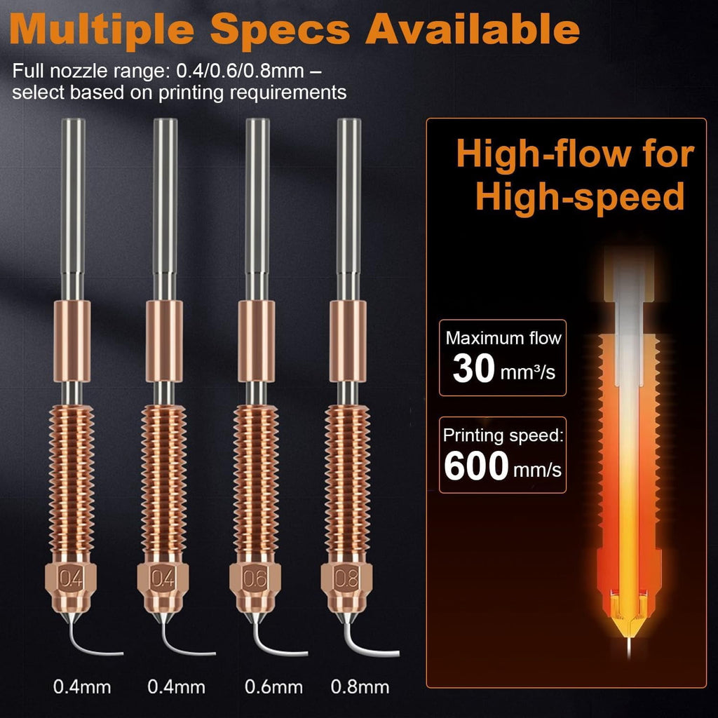 CATPAN Nozzle Replacement Kit for Creality K2 Plus, 0.4/0.6/0.8mm Hotend Nozzles for Creality K2/K2 Pro/Hi 3D Printer, Quick Swap Nozzle Set，High speed and high volume