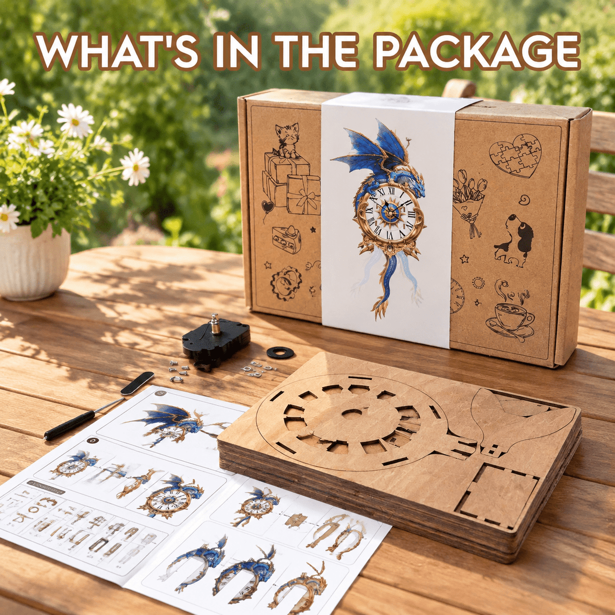 Wooden House Clock 3D Puzzle DIY Mechanical Clock Kit for Adults Teens