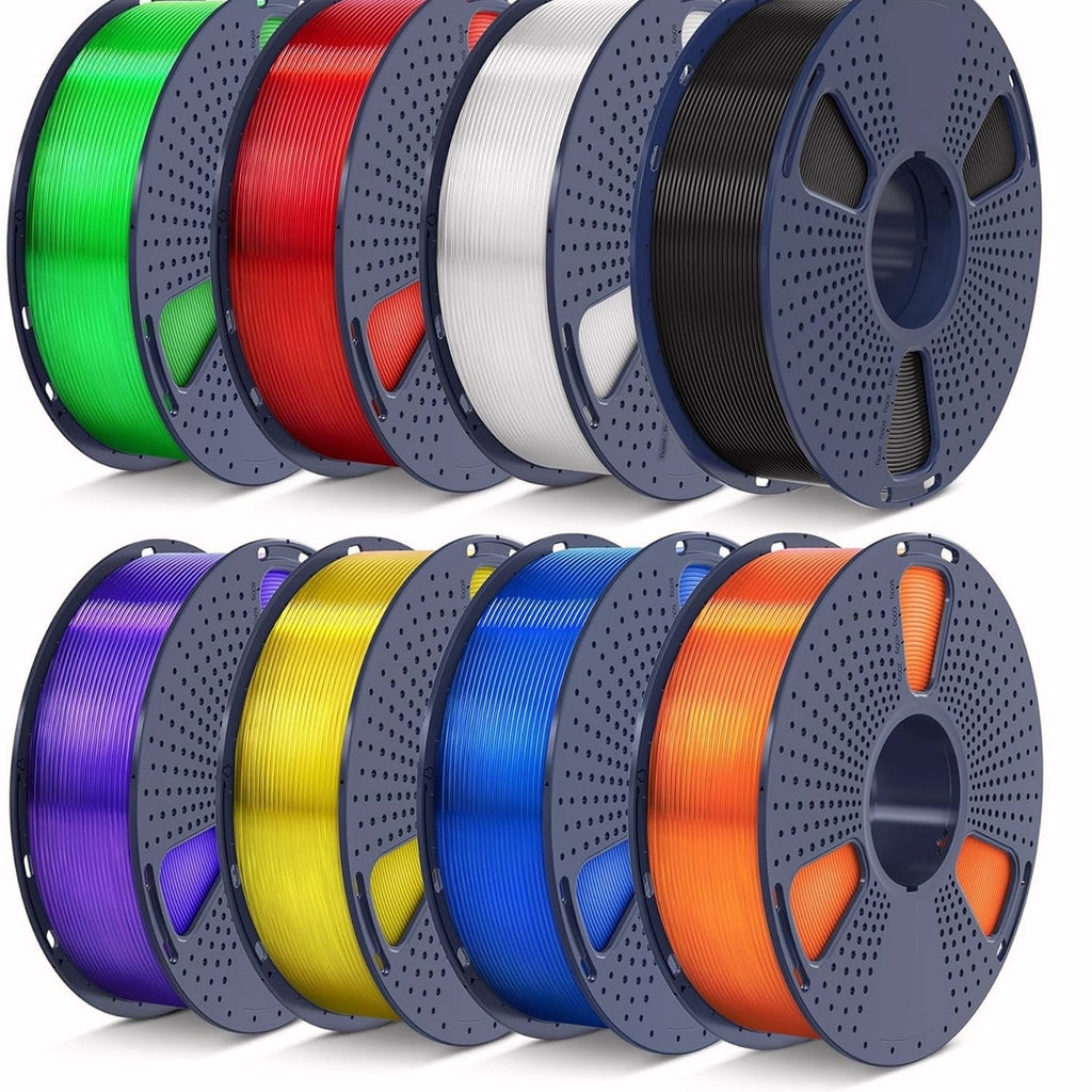 PLA 3D Printer Filament Bundle, 8 Spools 250g Each 2kg Total, 1.75mm Multicolor Black White Grey Red Blue Orange Green Transparent, Vacuum Packed, 3D Printing Filament Refill for 3D Pens and Printers