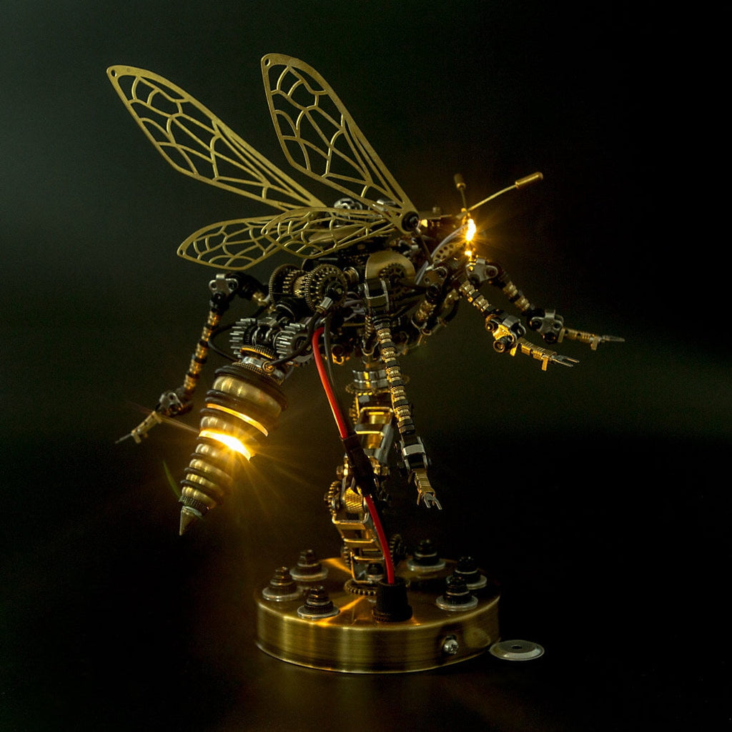 3D DIY Mechanical Wasp Model Kit 1000+PCS Steampunk Insect Puzzle with Movable Joints & Wings, Collectible Decor & Creative Gift for Teens 15+ and Adults