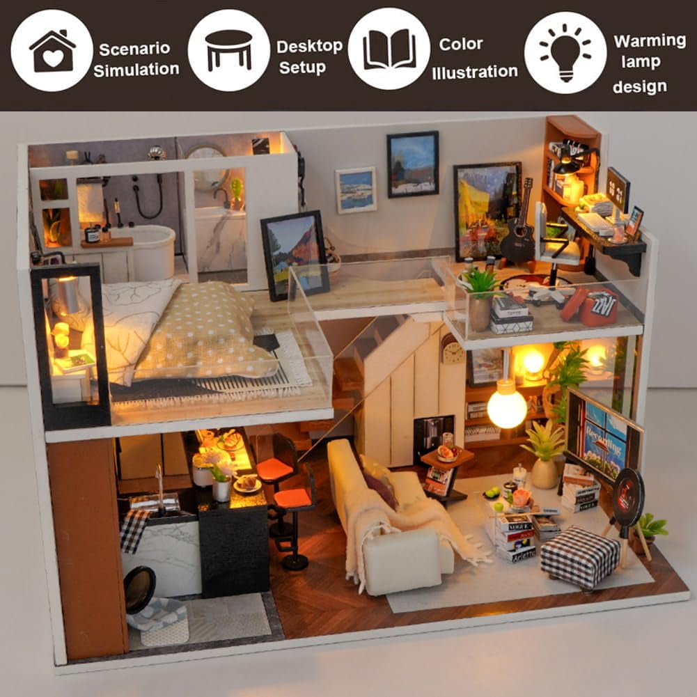 DIY Miniature House Kit, Mini Dollhouse Architectural Model, 3D Puzzles for Adults and Teens, Gifts for Friend and Parents