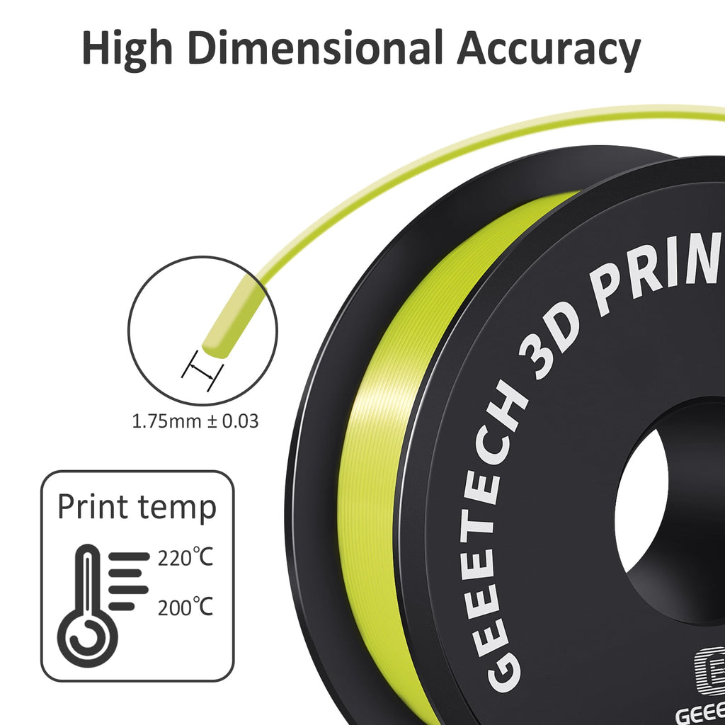 Geeetech Silk Yellow 3D Printer PLA Filament 1KG Toughness Enhanced Filament with 1.75mm Dimensional Accuracy +/-0.03mm, 1080 Feet per Roll, Vacuum Packaging