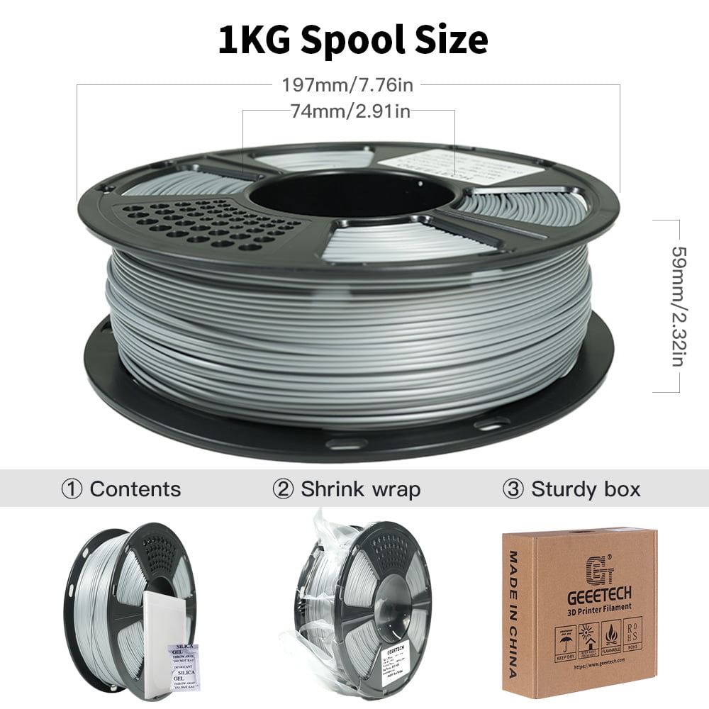Geeetech 3D Printer PLA Filament Shiny Silk Gold Toughness Enhanced Filament with 1.75mm Dimensional Accuracy +/-0.03mm, 1080 Feet Per Roll, Vacuum Packaging, for Most 3D FDM Printer