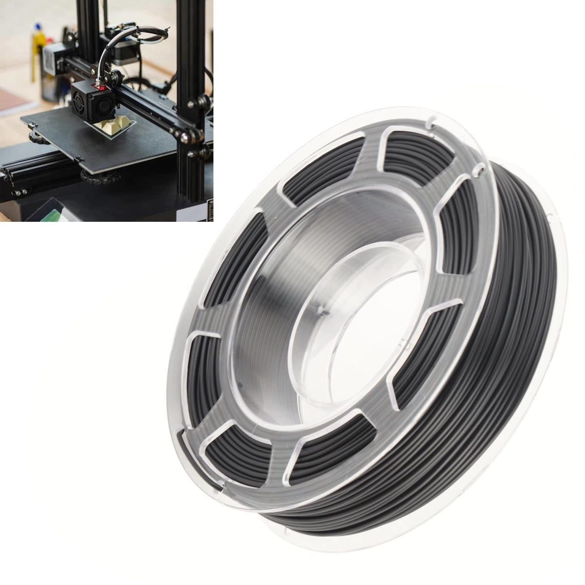Conductive PLA 3D Printer Filament 1.75mm Replacement Consumable Accessory for FDM Printers and 3D Pens, Dimensional Accuracy, Black (1.75mm / 0.07 inches)