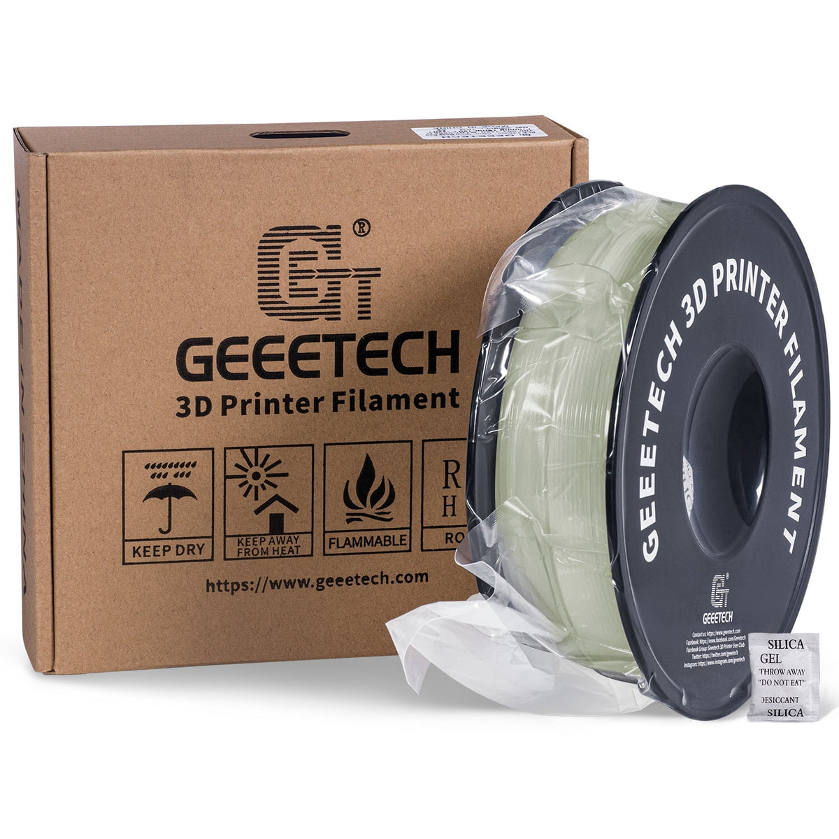 Geeetech Glow in The Dark Green PLA Filament 1.75mm, Dimensional Accuracy +/- 0.03mm, 1kg(2.2lbs) Spool, Fit for Most 3D Printer