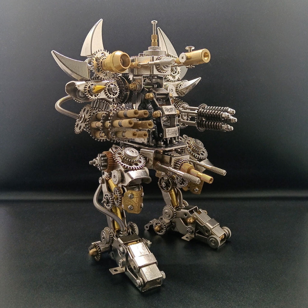 DIY 3D Metal Mecha Model Kit with Tools – Mechanical Stainless Steel Handmade Assembly Robot Figure, Steampunk Collectible Display Model for Adults and Teens