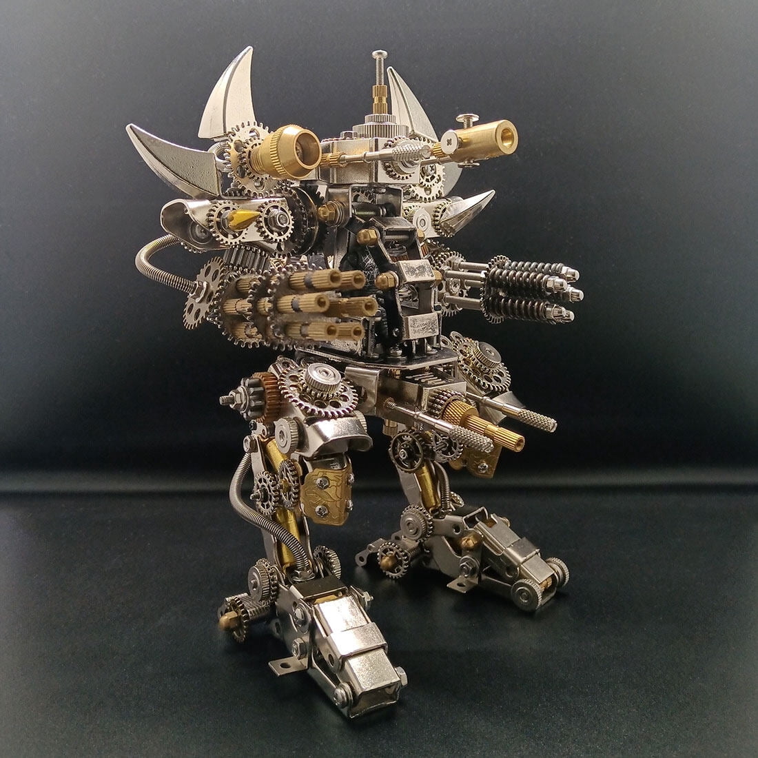 DIY 3D Metal Mecha Model Kit with Tools – Mechanical Stainless Steel Handmade Assembly Robot Figure, Steampunk Collectible Display Model for Adults and Teens