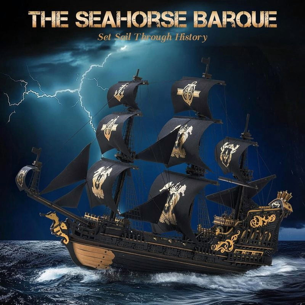Robotime Rokr 3D Puzzle Wooden Seahouse Barque Model Kits Build Home Desk Decoration Gift For Teens and Adults