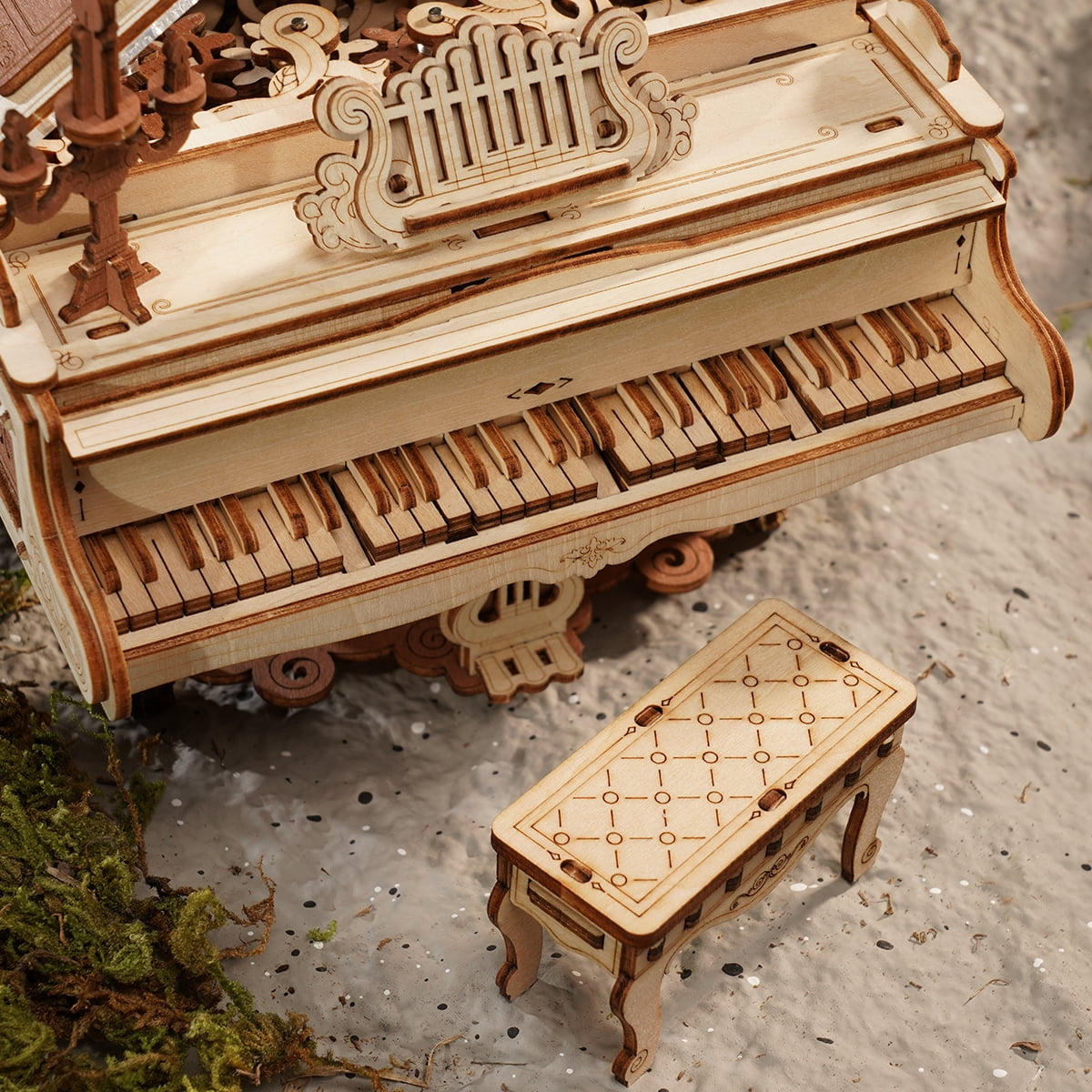 ROKR 3D Wooden Puzzle Magic Piano Mechanical Music Box,Toy Building Model Kit Desk Decor Gift for Adult Kid