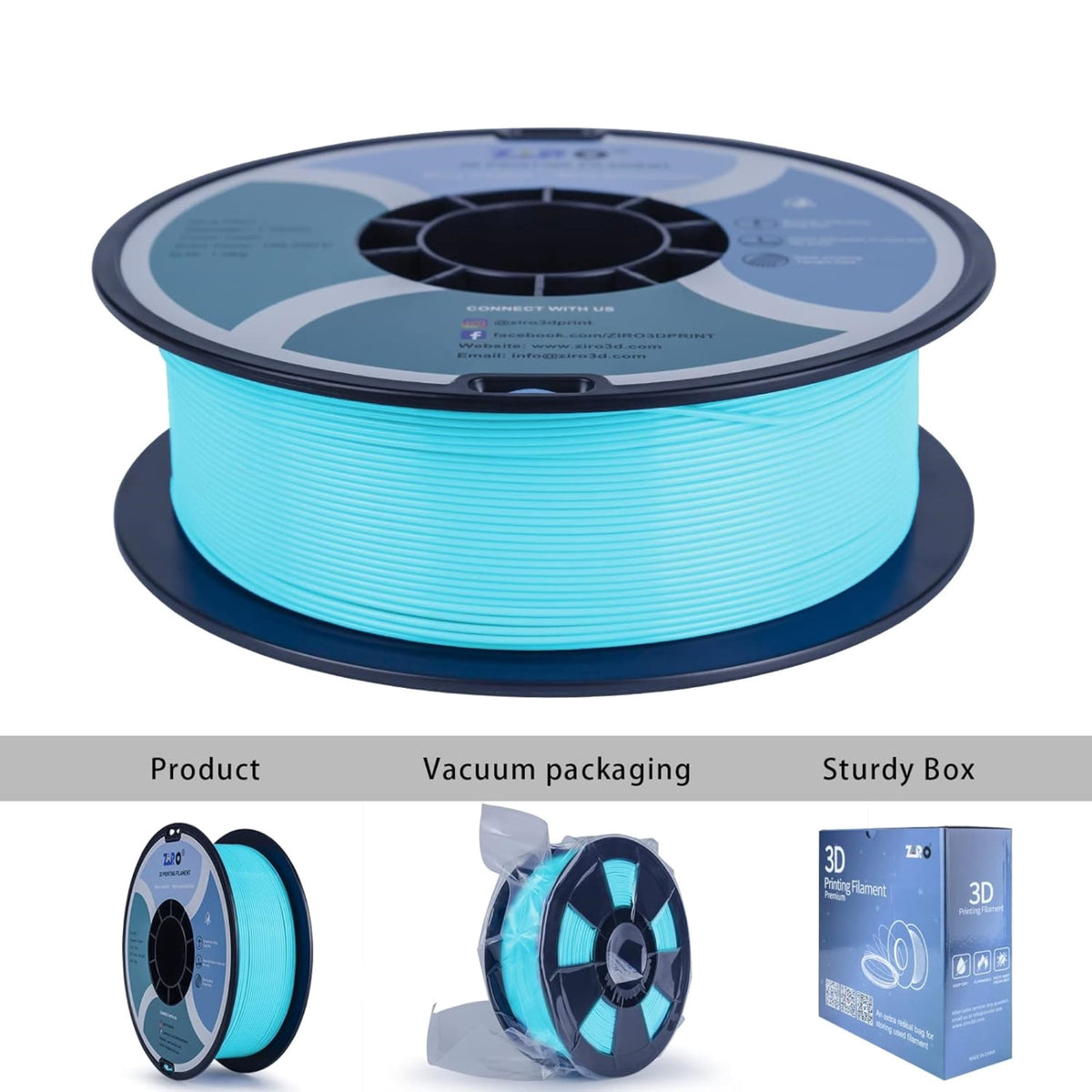 Ziro 3D PLA PRO Filament, 1.75mm 1kg, Metallic Silver
