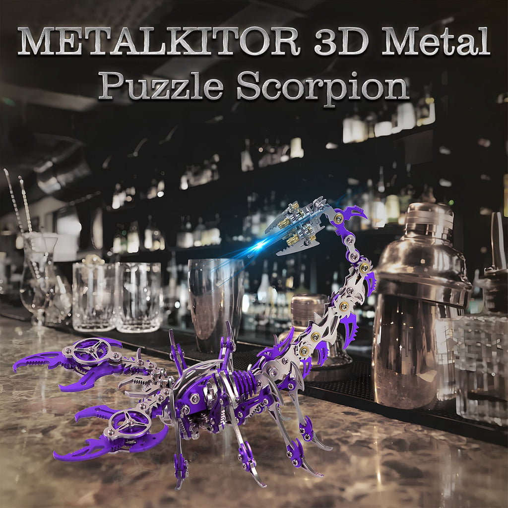 Metalkitor Scorpion 3D Metal Puzzle Kit - 454 Pcs, Mechanical Model for Adults/Teens, Golden, Ideal Gift & Decor