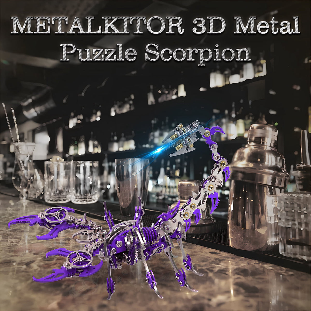 Metalkitor Scorpion 3D Metal Puzzle Kit - 454 Pcs, Mechanical Model for Adults/Teens, Golden, Ideal Gift & Decor