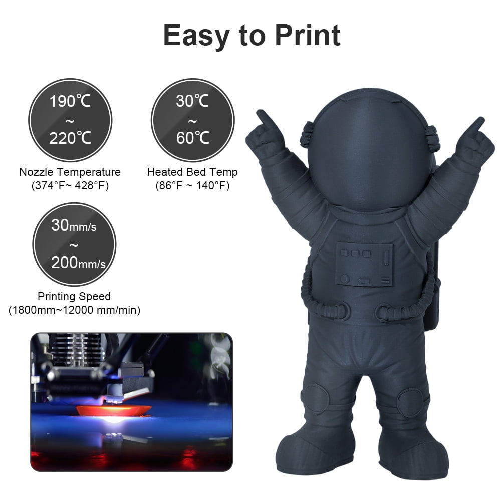GEEETECH Matte PLA Filament, 1.75mm Matte Black 3D Printer Filament, 1kg Spool (2.2lbs), Dimensional Accuracy +/- 0.03 mm, Fit Most FDM Printer