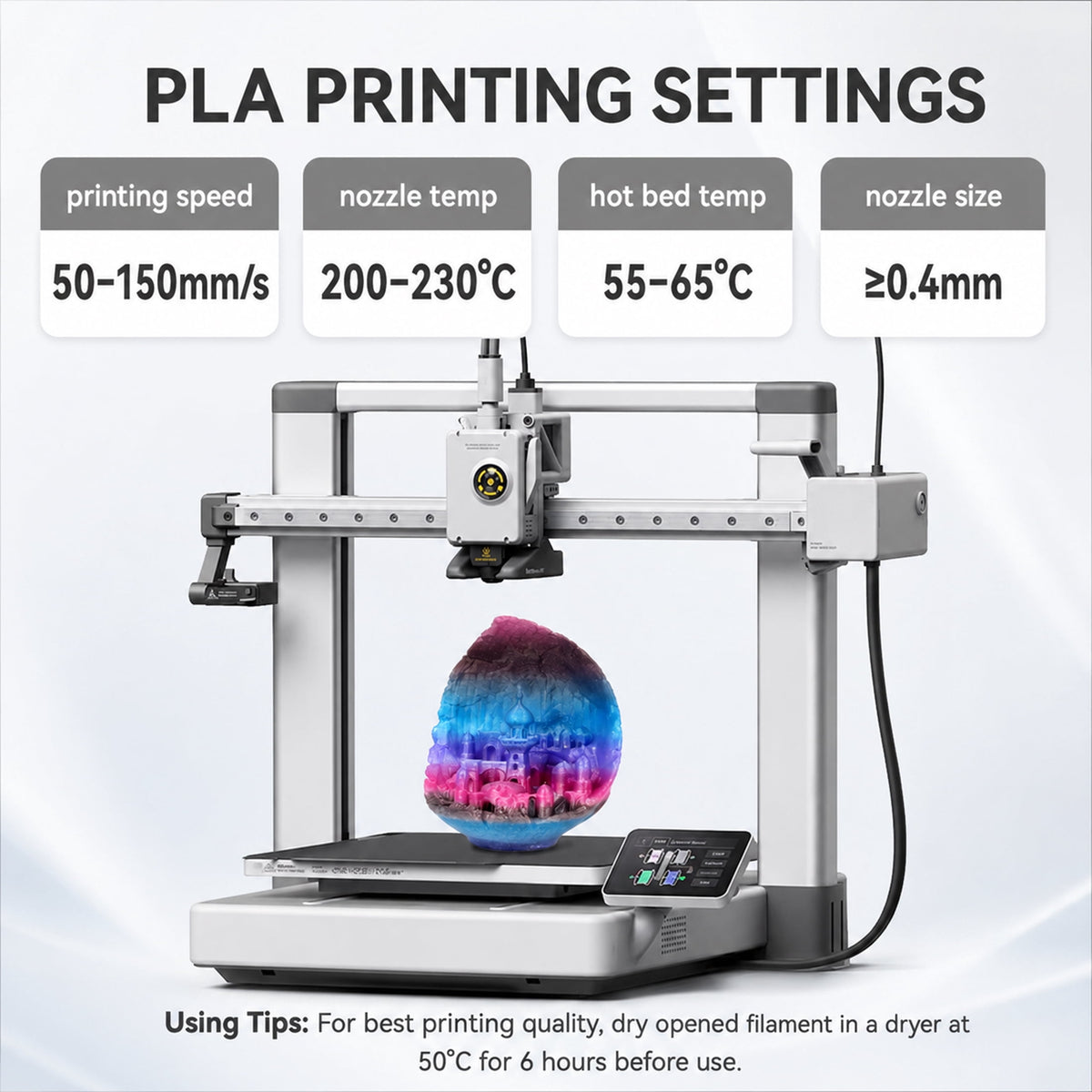 Epelay PLA Plus 3D Printer Filament, 1.75mm, 1kg Spool, Black, Compatible with Most FDM Printers