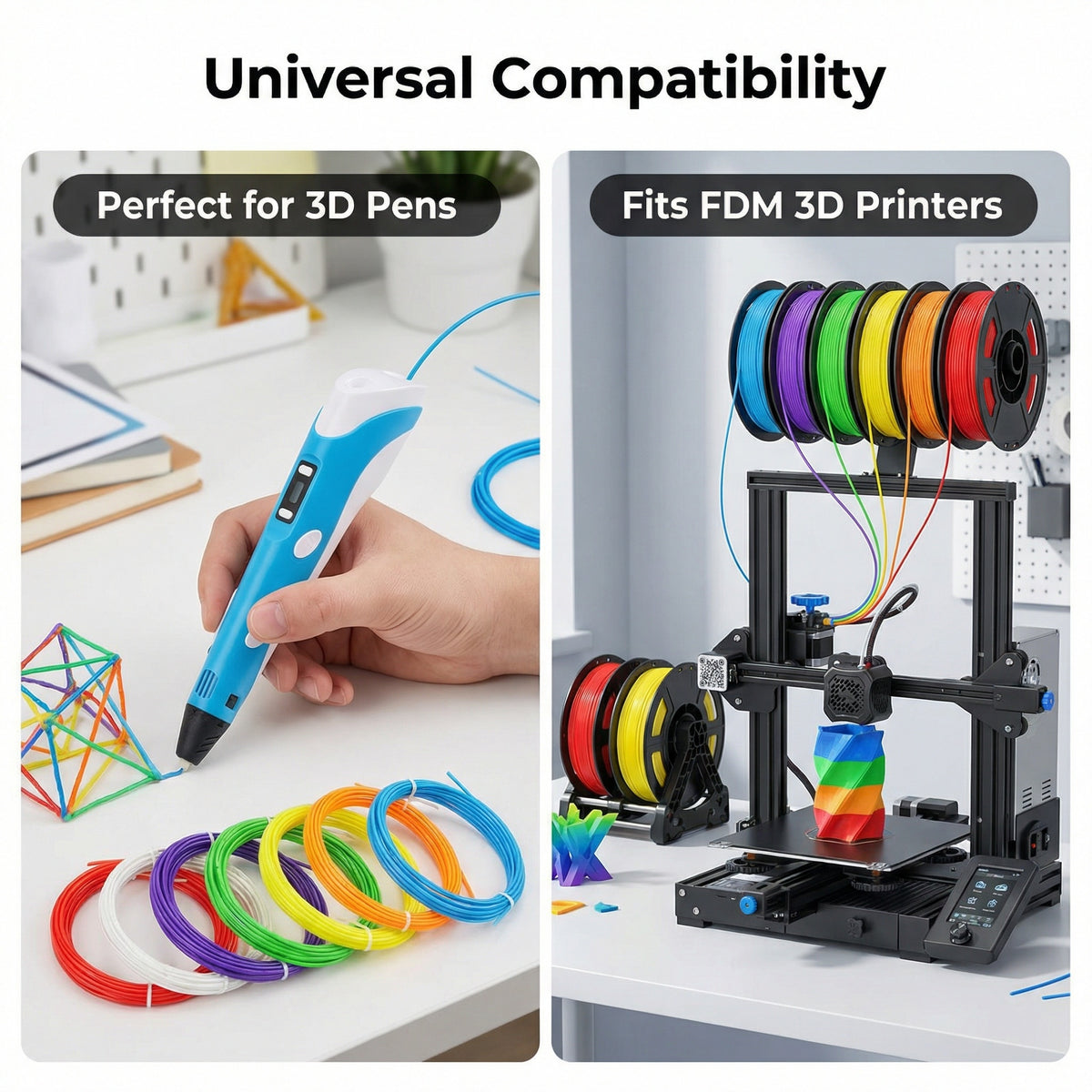 3D Pen PLA Filament Refills, 1.75mm PLA Filament Pack of 20 Colors