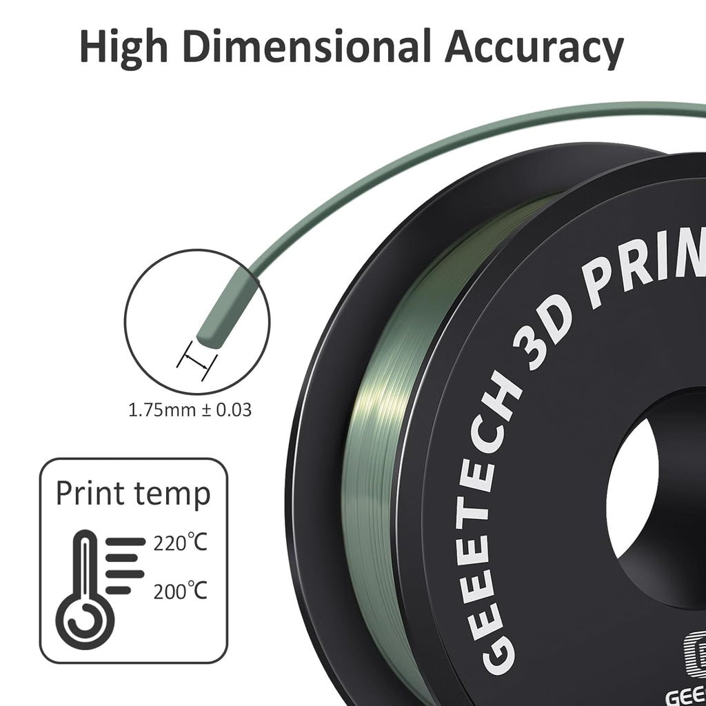 Geeetech 3D Printer PLA Filament Shiny Silk Gold Toughness Enhanced Filament with 1.75mm Dimensional Accuracy +/-0.03mm, 1080 Feet Per Roll, Vacuum Packaging, for Most 3D FDM Printer