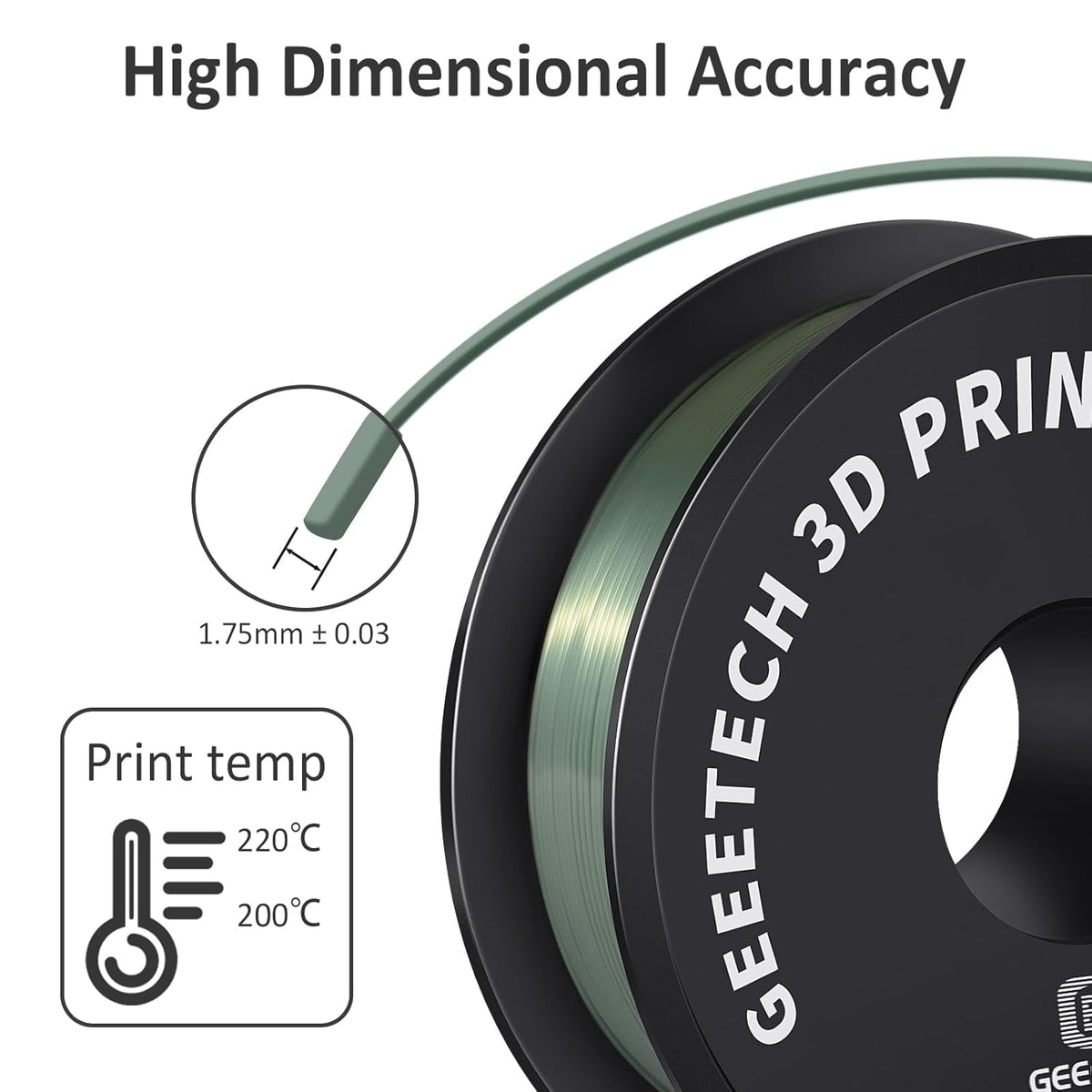 Geeetech 3D Printer PLA Filament Silk Sky Blue Toughness Enhanced Filament with 1.75mm Dimensional Accuracy +/-0.03mm, 1080 Feet per Roll, Vacuum Packaging for Most 3D FDM Printer