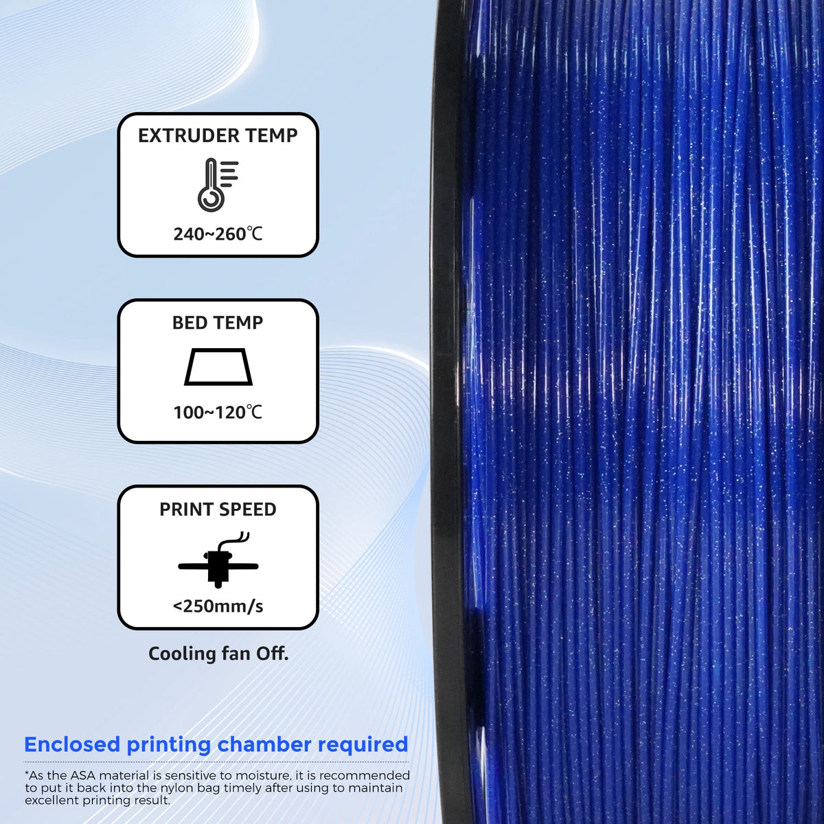 Flashforge ASA Filament 1.75mm, 1KG/2.2lbs UV Resistant ASA 3D Printer Filament with Satin Finish, White