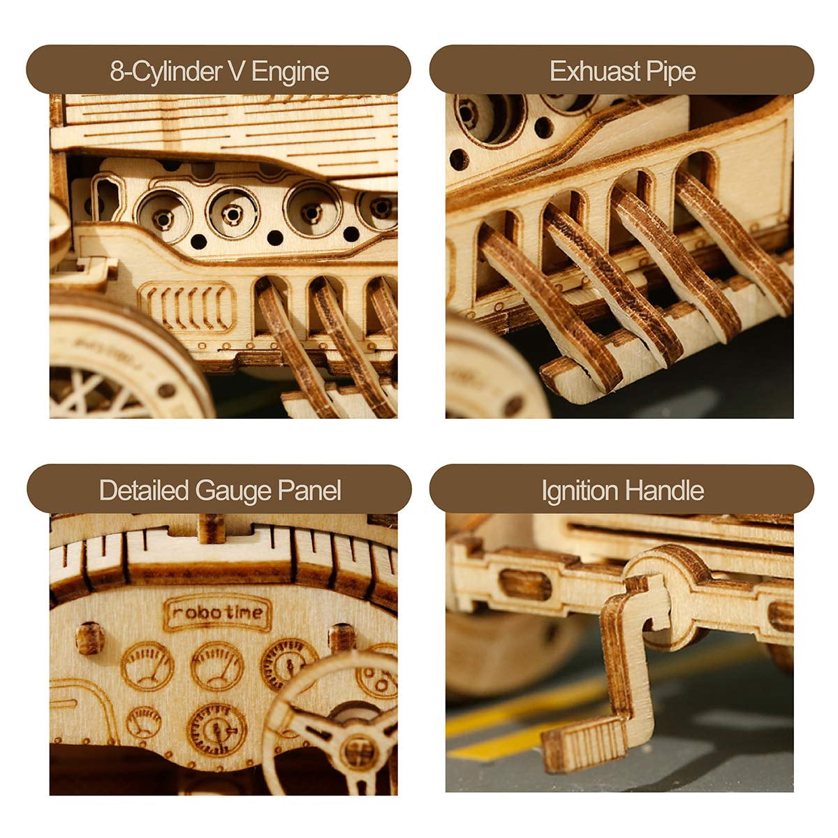 Robotime Grand Prix Car 3D Wooden Puzzle Mechanical 1:16 Scale Car Model Kits,Brain Teaser Puzzles Vehicle Building Kits