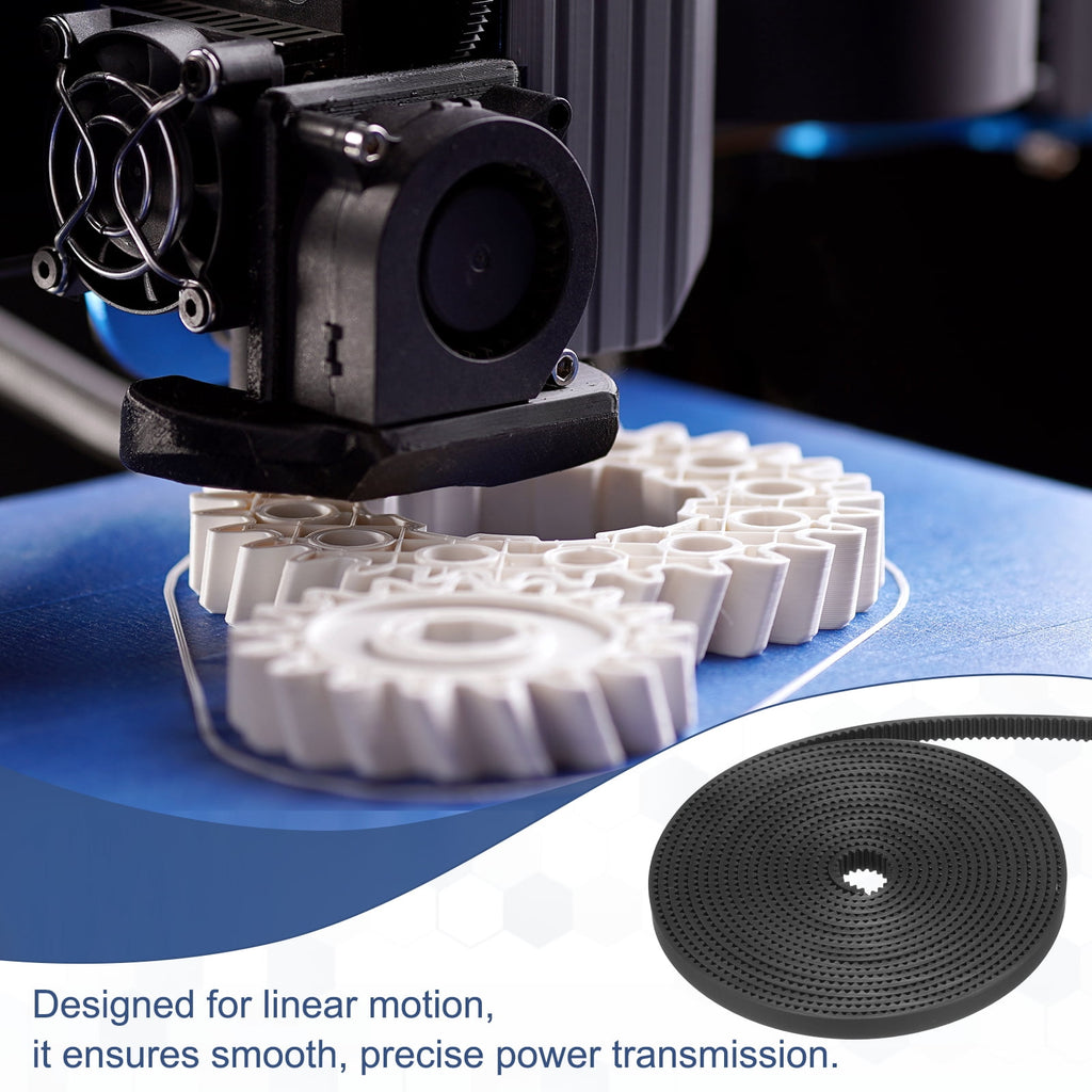Uxcell Polyurethane PU Fiber Cord 2GT Timing Belt 6x2000mm 2mm Pitch 2mm Thick Black Open Loop Pulley Timing Belt for 3D Printer