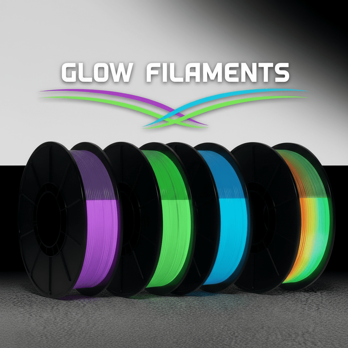 3D Printer Filament Bundle, Glow in The Dark Filament Multicolor, PLA Filament 1.75 mm, Dimensional Accuracy +/- 0.03 mm, 250g X 4 Pack