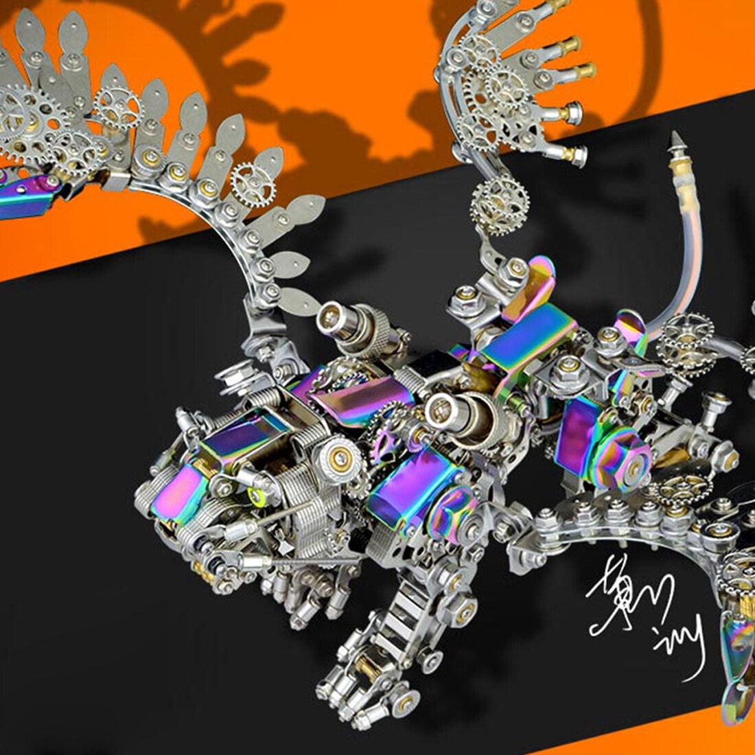 3D Metal Puzzle Colorful Bengal Tiger Model Kit, 700PCS Mechanical Steampunk Tiger 3D Metal Jigsaw Puzzle to Build, DIY Assembly Gift for Adults & Teens -Wings 1 Pair