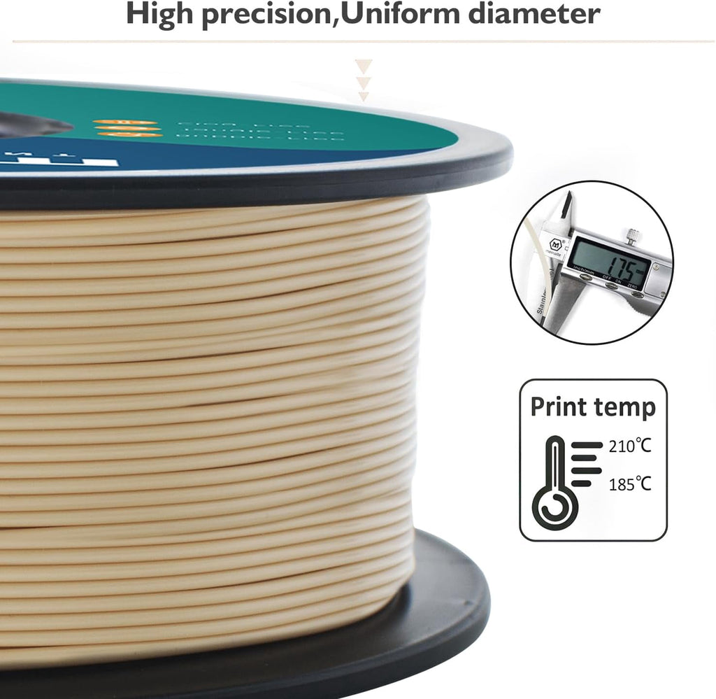 3D printer filament, bone white PLA filament, 1 kg (2.2 lb) spool, 1.75 mm dimensional accuracy +/-0.03 mm, 3D printing filament
