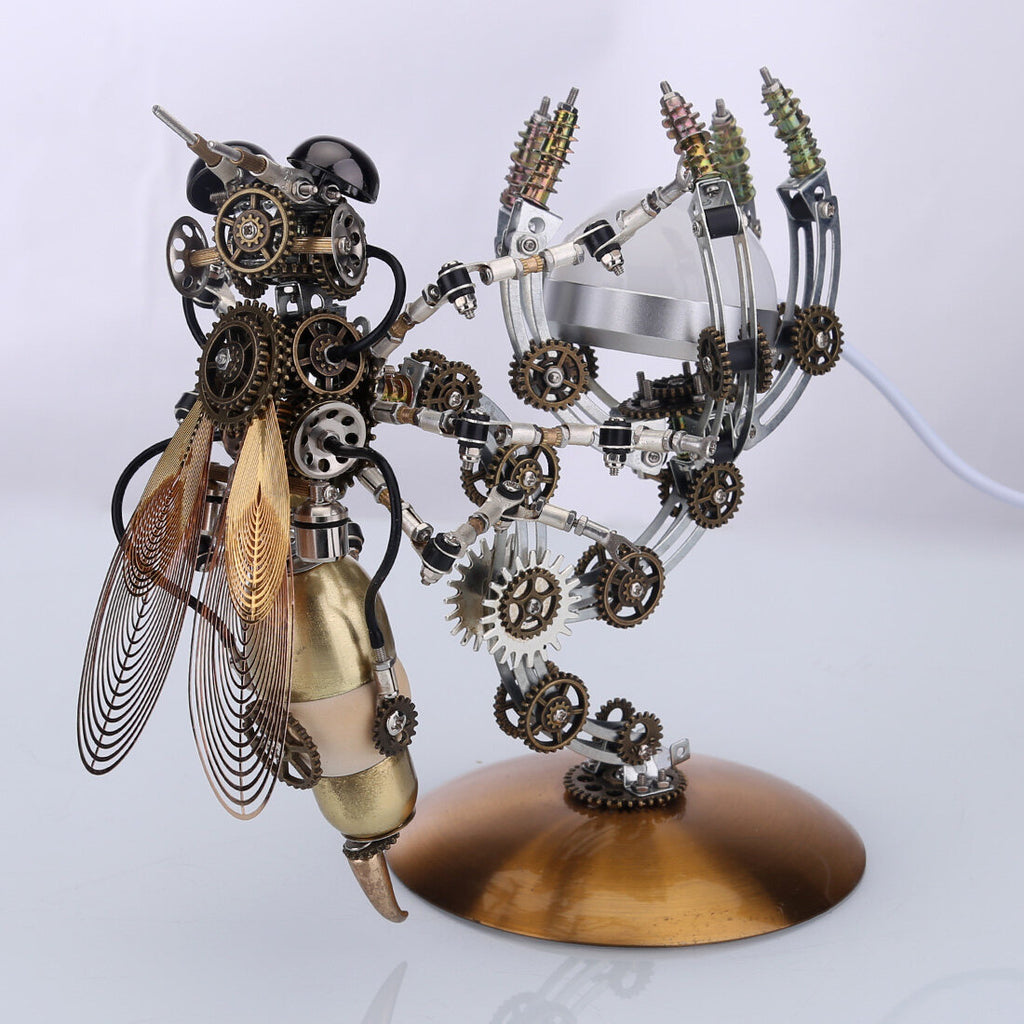 627PCS Mechanical Wasp Speaker 3D Metal Puzzle, DIY Steampunk Insect Model Kit with Sound, Poseable Claws, Collectible Desk Decor for Adults