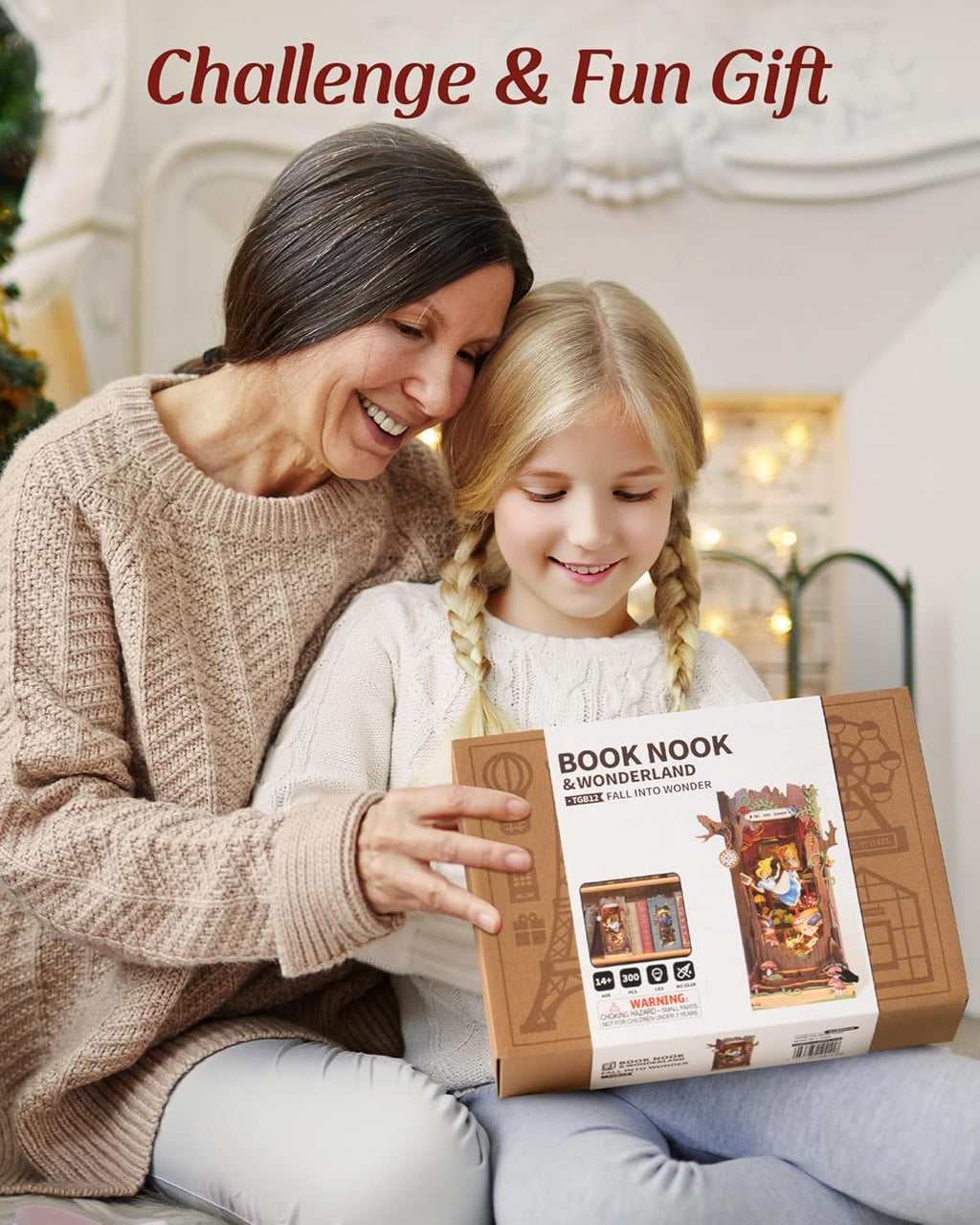 Robotime Fall into Wonder DIY Book Nook Kit, Wooden 3D Puzzle Bookends Craft Kit for Bookshelf Decor, Tiny House Building Set Gifts for Adults Teens