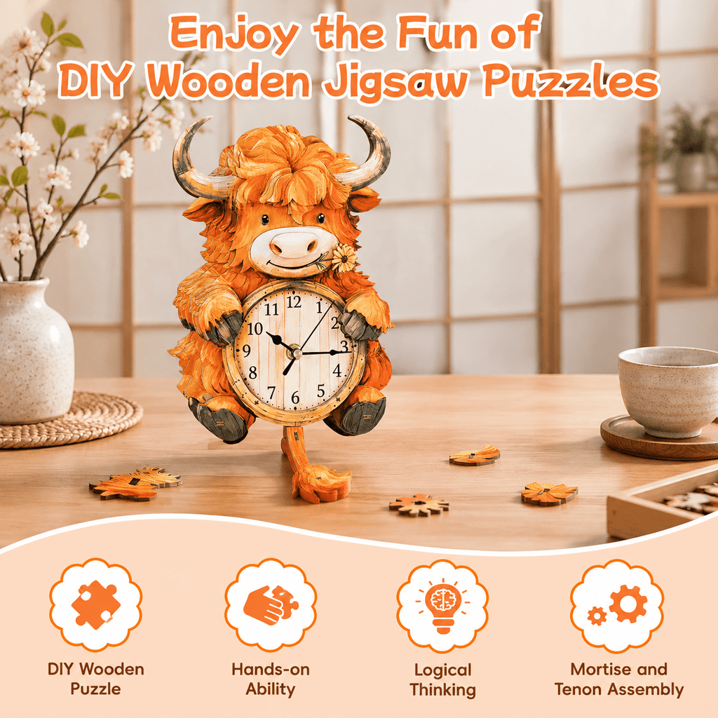 Fire Phoenix Wooden 3D Puzzle Clock DIY Model Kit for Adults