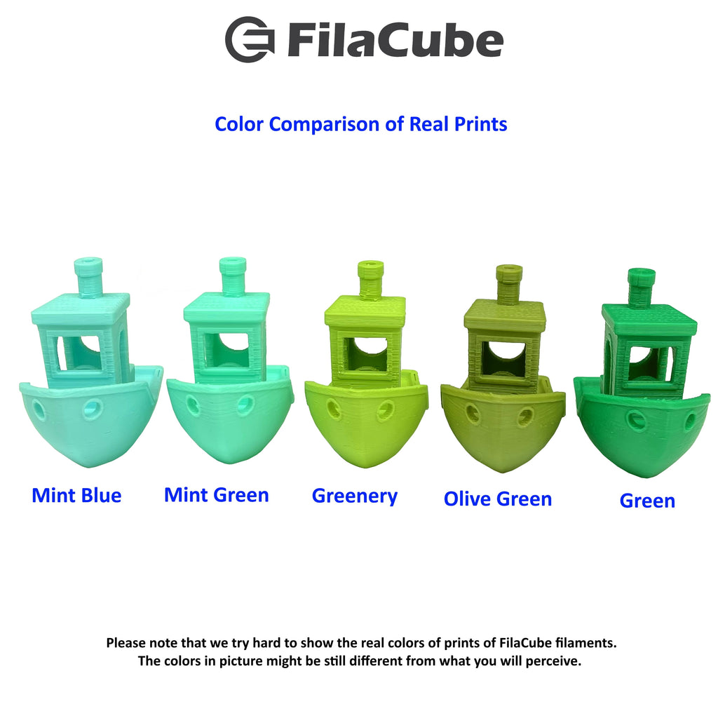 Mint Blue (combination of green, blue and a hint of white, light blue) 1.75mm 1kg FilaCube PLA 2 (PLA 2nd Generation) 3D FDM/FFF Printer Filaments [Made in USA]